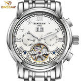 BINSSAW men automatic mechanical watches Chinese luxury brand fashion the tourbillon stainless steel waterproof  sports watch