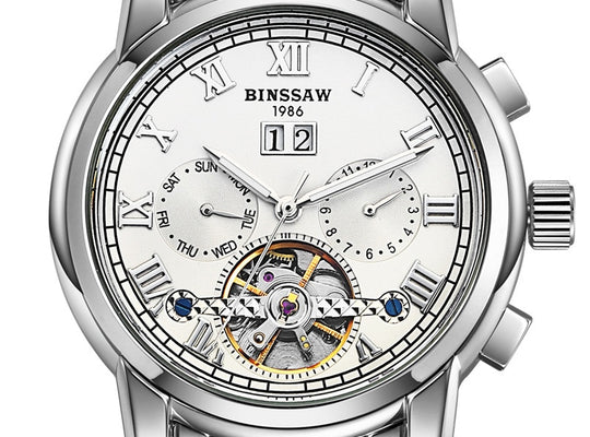 BINSSAW men automatic mechanical watches Chinese luxury brand fashion the tourbillon stainless steel waterproof  sports watch