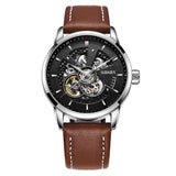 OUBAOER Original Men Watch Top Brand Luxury Automatic Mechanical Watch Leather Military Watches Clock Men Relojes Masculino