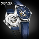 OUBAOER Original Men Watch Top Brand Luxury Automatic Mechanical Watch Leather Military Watches Clock Men Relojes Masculino