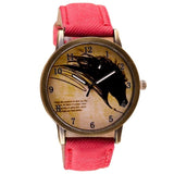 500pcs women men watches Retro Clock Wolf WristWatch Cowboy Leather Band Analog Quartz Watch luxury clock