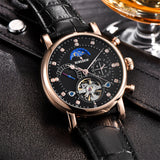 BINSSAW Mens Automatic Mechanical Watch Top Luxury Brand Fashion Tourbillon Genuine Leather Man Sports Watches relogio masculino