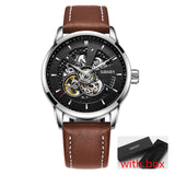 OUBAOER Original Men Watch Top Brand Luxury Automatic Mechanical Watch Leather Military Watches Clock Men Relojes Masculino