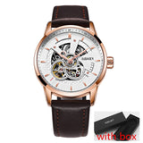 OUBAOER Original Men Watch Top Brand Luxury Automatic Mechanical Watch Leather Military Watches Clock Men Relojes Masculino