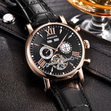 BINSSAW Men Watch Luxury Brand Automatic Mechanical Fashion Tourbillon Sport Leather Man Calendar Week Watches relogio masculino