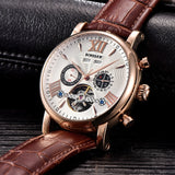 BINSSAW Men Watch Luxury Brand Automatic Mechanical Fashion Tourbillon Sport Leather Man Calendar Week Watches relogio masculino