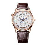 Reef Tiger Top Brand Luxury Watches Waterproof Automatic Mechanical Men Watches Brown Leather Strap Relogio Masculino