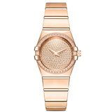 New Rose Gold Watches Woman Quartz Watch Ladies Dress Watch Steel Bracelet Waterproof Table Top Brand Luxury Relogio Feminino