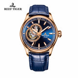 Reef Tiger/RT Dress Men Watch Blue Tourbillon Watches Top Brand Luxury Automatic Mechanical Watch Relogio Masculino RGA1639