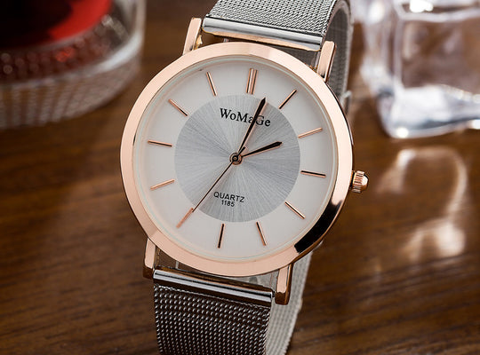 2017 Brand Luxury Watches Women Clock Quartz-watch women Full Steel WoMaGe Clock Wristwatch 100pcs/lot